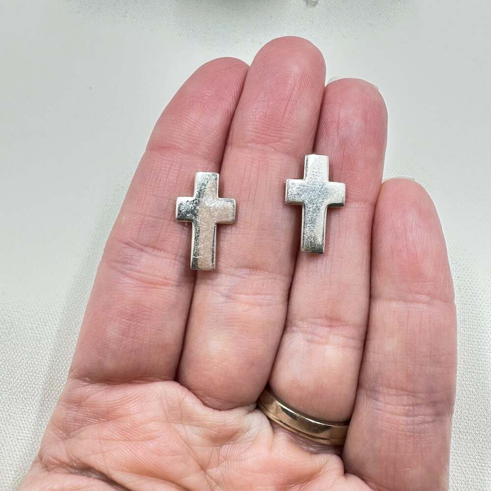 Sterling Silver 925 Cross Stud Earrings